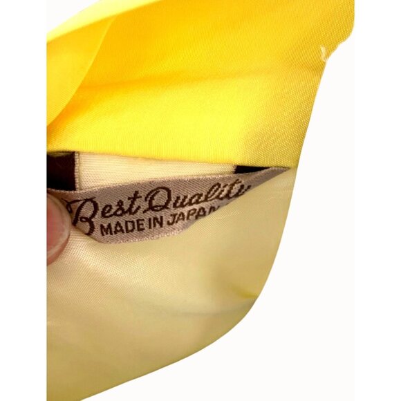 GORGEOUS VINTAGE BRIGHT YELLOW FLORAL EMBROIDERED KIMONO ROBE W/ BELT FROM JAPAN - Picture 4 of 8